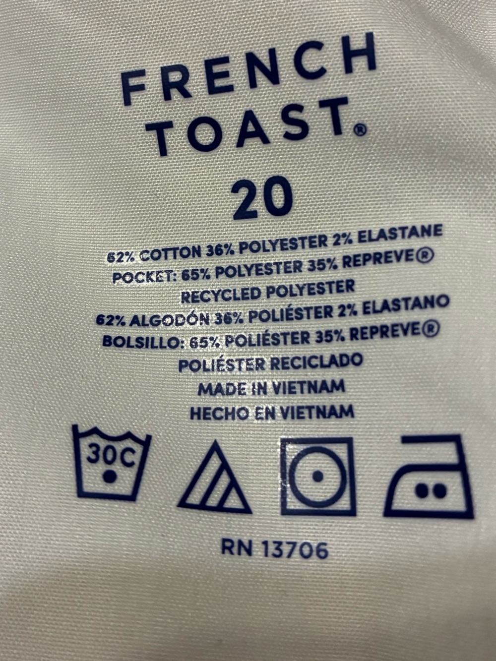NWT French Toast Boys Flat Front Stretch Twill Shorts with Adjustable Waist 20 - Picture 7 of 7